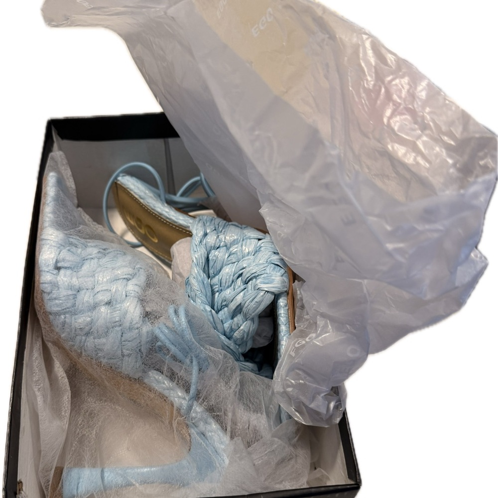 EGO UK BRAND Light Blue Braided Heeled Sandals